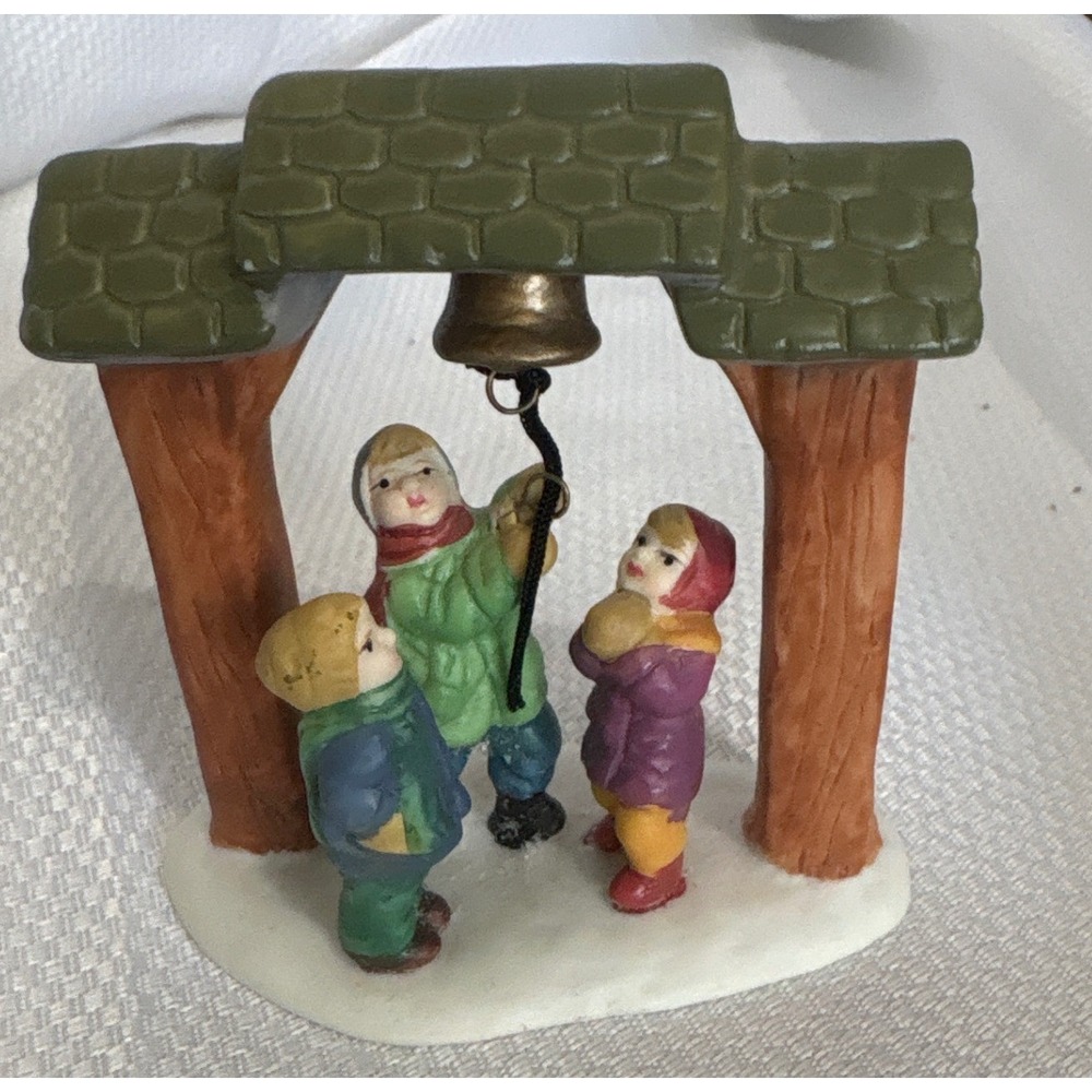 Lemax Porcelain Figurine 3.25" Multicolor Children Ringing Bell Village Decor